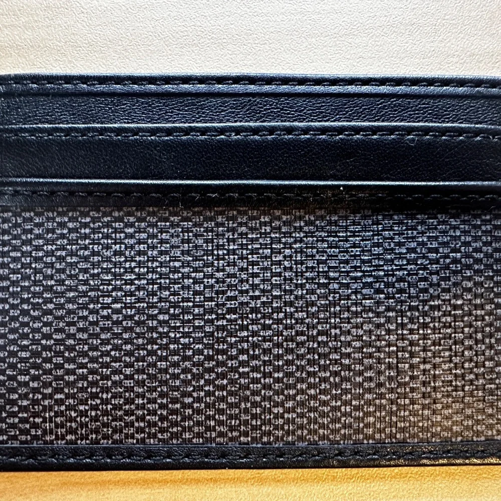 Coach Denim Signature Card Case Wallet Slim Credit Card Holder Black - NWOT